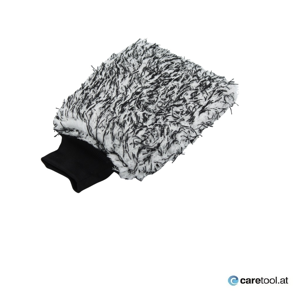 Mikrofaser Waschhandschuh weiß/schwarz